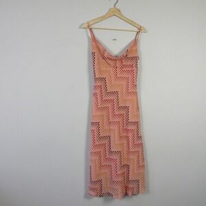Studio Soleil Maxi Dress M Pink Dots Cowl Neck Spaghetti Strap y2k Slip Vtg 270
